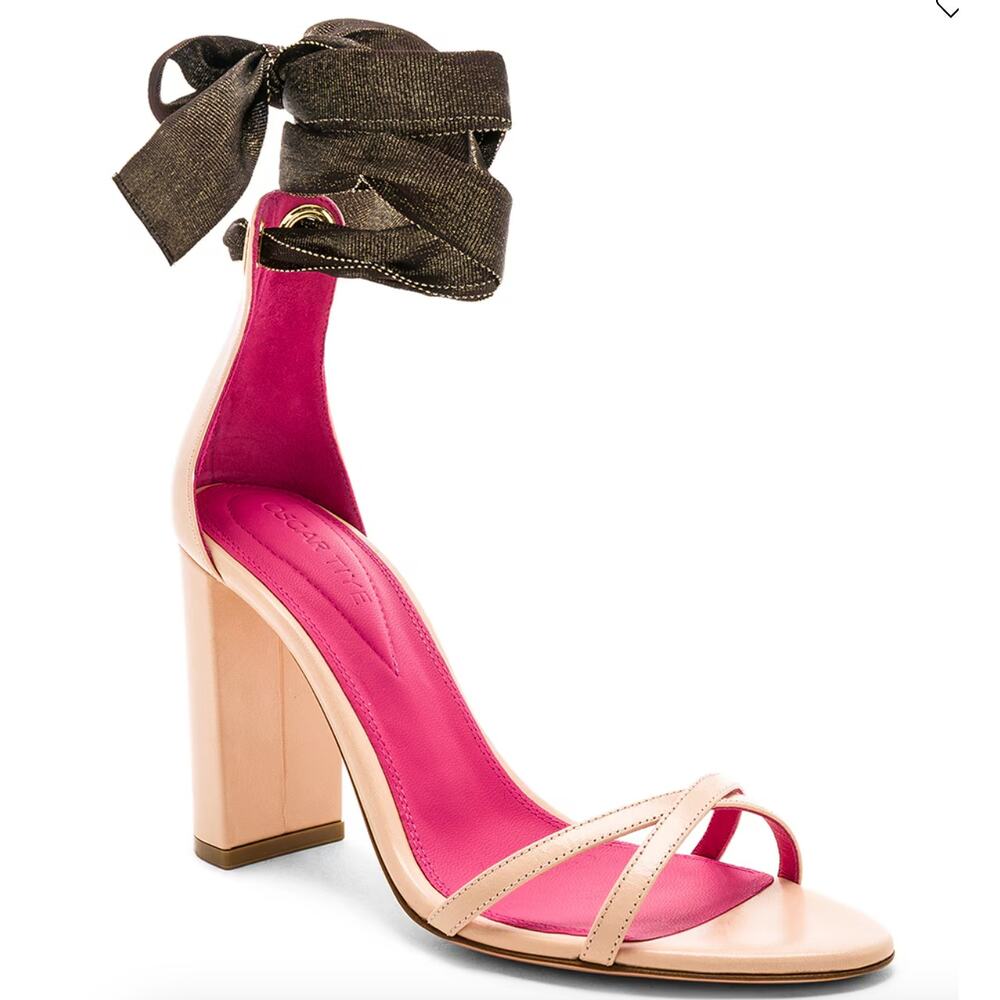 Oscar Tiye Heels‎ Womens 36.5 5.5 US Nude Lara Wrap Ankle Leather REVOLVE